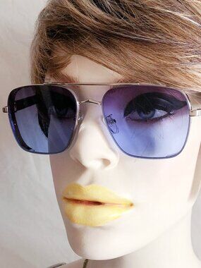 Square Aviator Sunglasses Navy Blue Gradient Lens